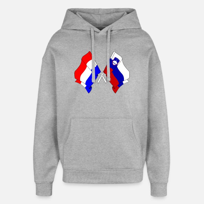 Drapeau des Pays-Bas, Slovénie - Sweat à capuche unisexe Stanley/Stella Oversized - gris chiné
