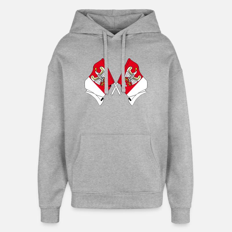 Deux drapeaux de la Grande-Pologne - Sweat à capuche unisexe Stanley/Stella Oversized - gris chiné