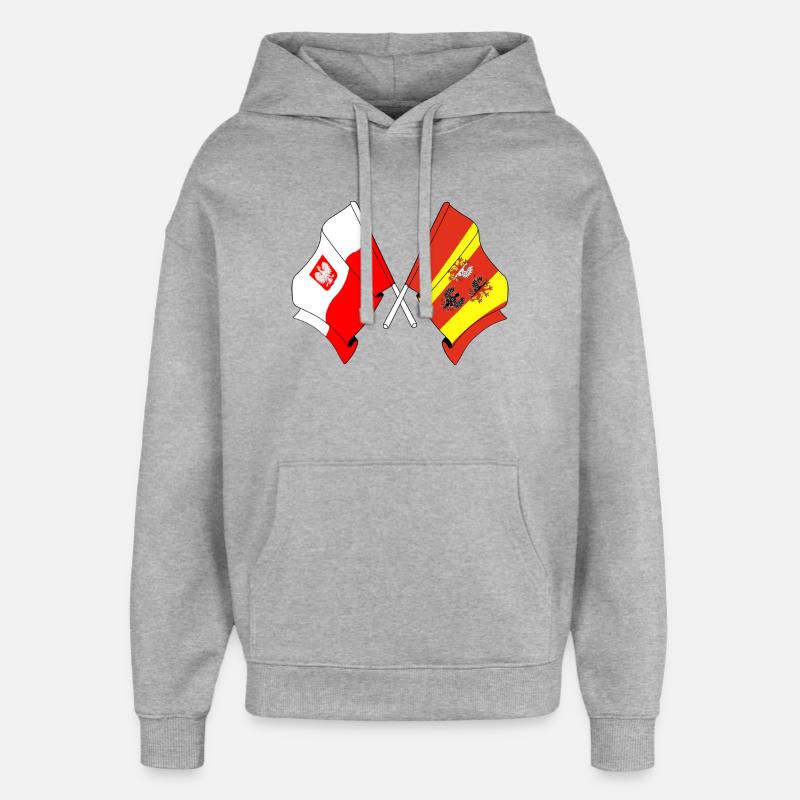 Drapeau Pologne, Lodz traversé - Sweat à capuche unisexe Stanley/Stella Oversized - gris chiné