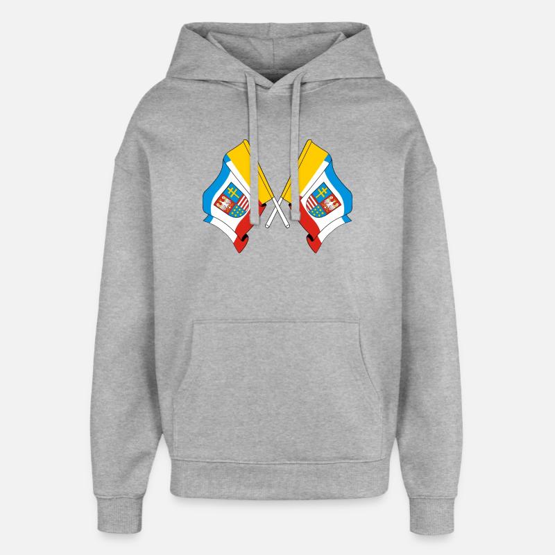 Deux drapeaux de la Sainte-Croix - Sweat à capuche unisexe Stanley/Stella Oversized - gris chiné