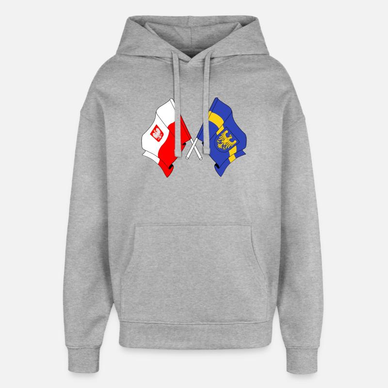 Drapeau Pologne Silésie - Sweat à capuche unisexe Stanley/Stella Oversized - gris chiné