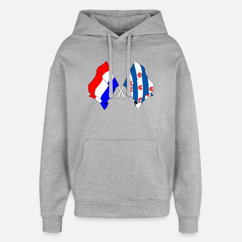 Drapeau des Pays-Bas, Frise croisé - Sweat à capuche unisexe Stanley/Stella Oversized - gris chiné