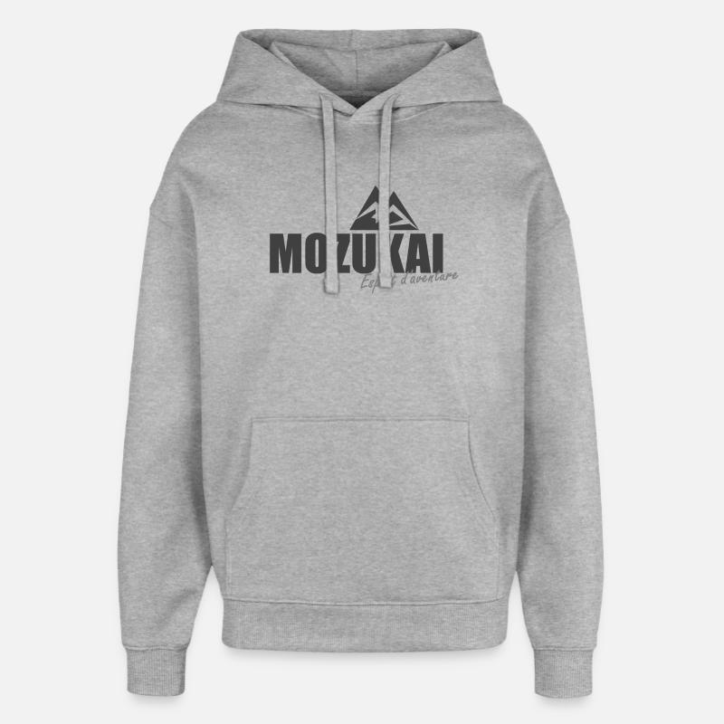 Logo gris MOZUKAI OFFICIEL - Sweat à capuche unisexe Stanley/Stella Oversized - gris chiné