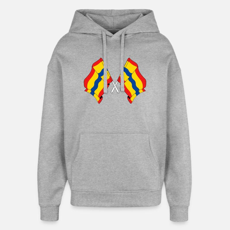 Deux drapeaux de la province d'Overijssel - Sweat à capuche unisexe Stanley/Stella Oversized - gris chiné