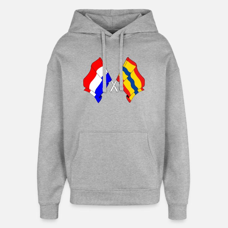 Drapeau des Pays-Bas, Overijssel croisé - Sweat à capuche unisexe Stanley/Stella Oversized - gris chiné