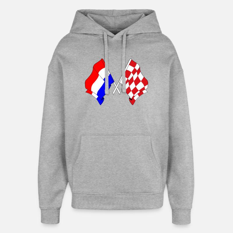 Drapeau Pays-Bas, Brabant septentrional croisé - Sweat à capuche unisexe Stanley/Stella Oversized - gris chiné