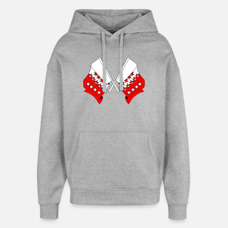 Deux drapeaux Valais, Suisse - Sweat à capuche unisexe Stanley/Stella Oversized - gris chiné