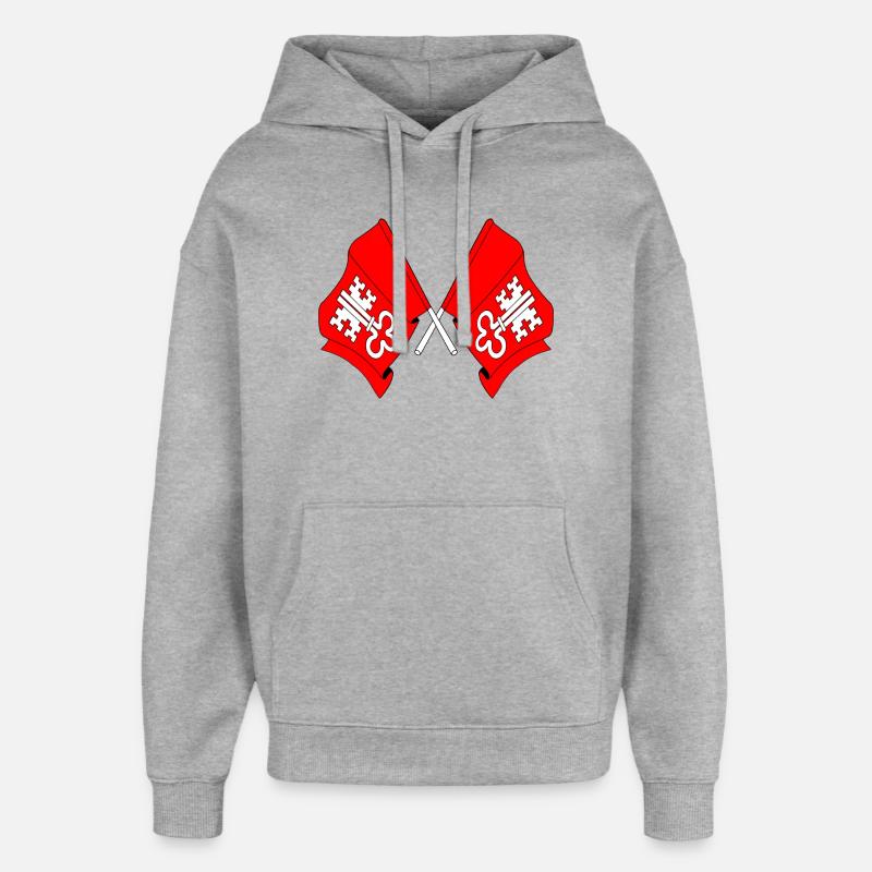 Deux drapeaux Nidwald Suisse - Sweat à capuche unisexe Stanley/Stella Oversized - gris chiné