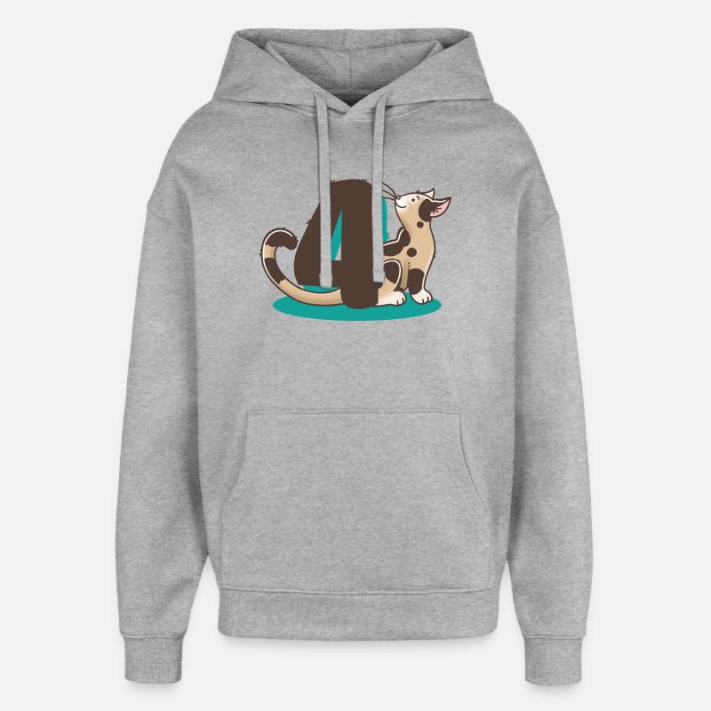 Chat numéro 4 - Sweat à capuche unisexe Stanley/Stella Oversized - gris chiné