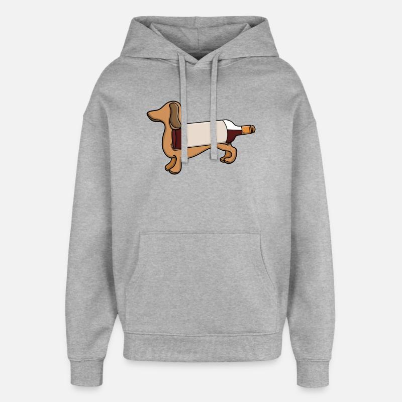 Adorable vin teckel - Sweat à capuche unisexe Stanley/Stella Oversized - gris chiné