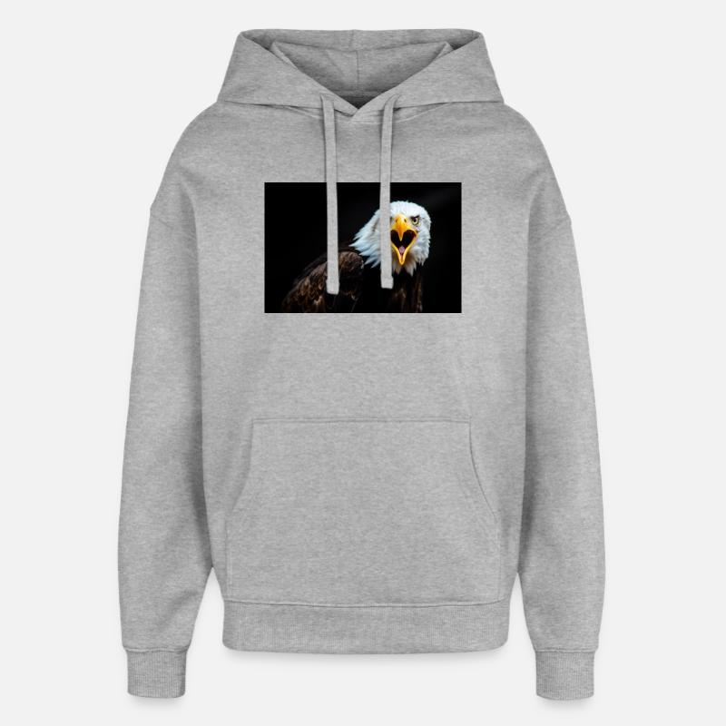 Regard d’aigle en colère - Sweat à capuche unisexe Stanley/Stella Oversized - gris chiné