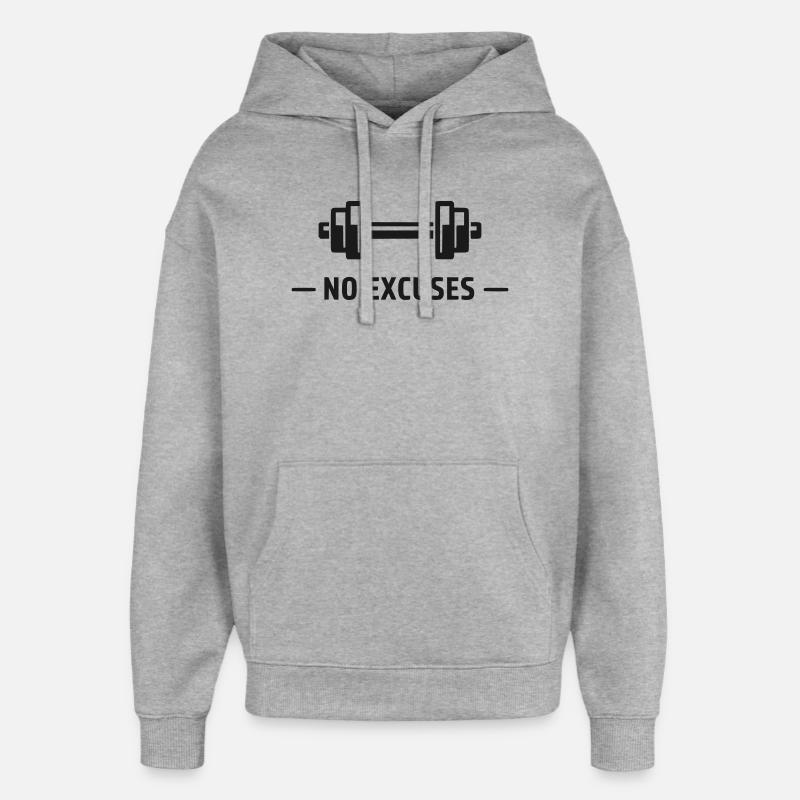Motif haltère sans excuses - Sweat à capuche unisexe Stanley/Stella Oversized - gris chiné