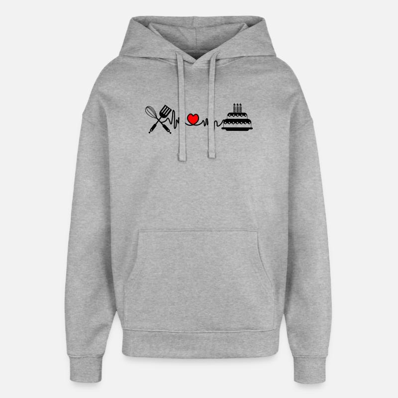 Cardio Herzfrequenz Küche 3 - Oversized Unisex Hoodie von Stanley/Stella - Grau meliert