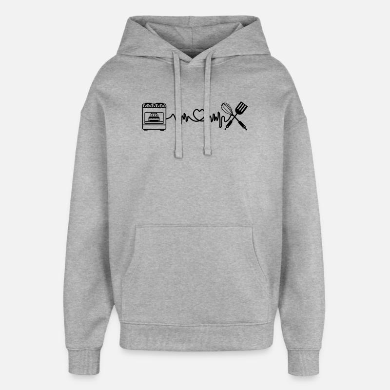 Cardio Herzfrequenz Küchenofen - Oversized Unisex Hoodie von Stanley/Stella - Grau meliert