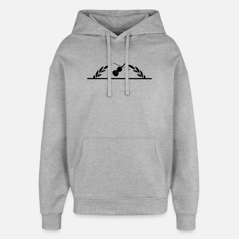 Violin in half laurel wreath - Oversized Unisex Hoodie by Stanley/Stella - heather grey