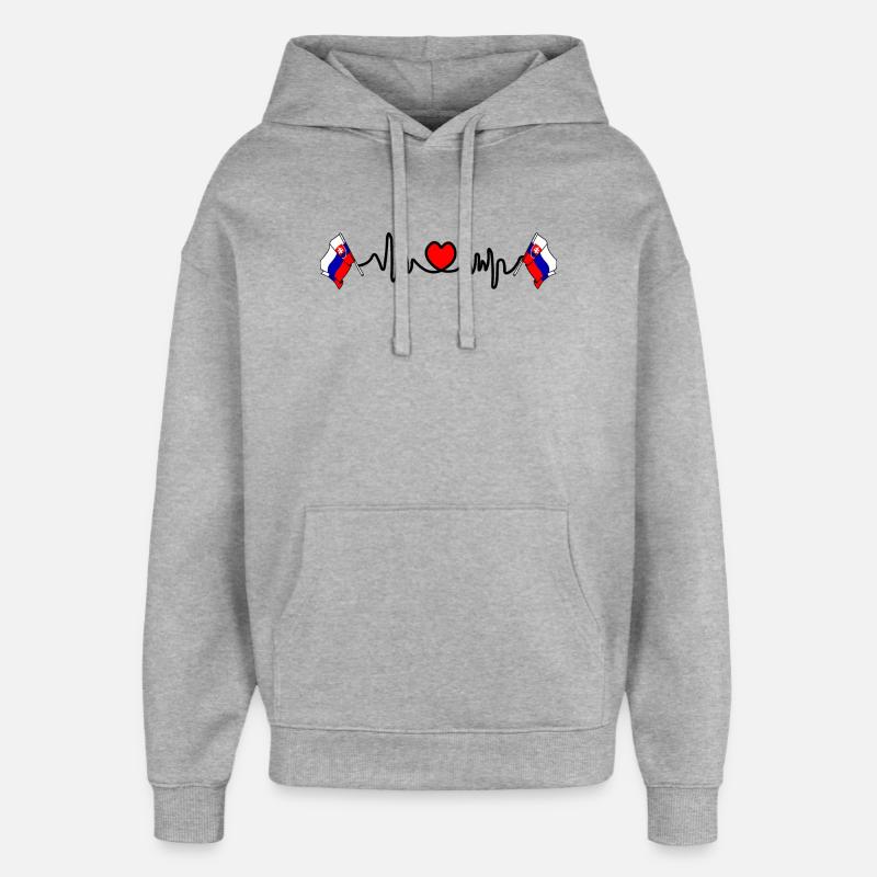 Fréquence cardiaque cardio pour la Slovaquie - Sweat à capuche unisexe Stanley/Stella Oversized - gris chiné