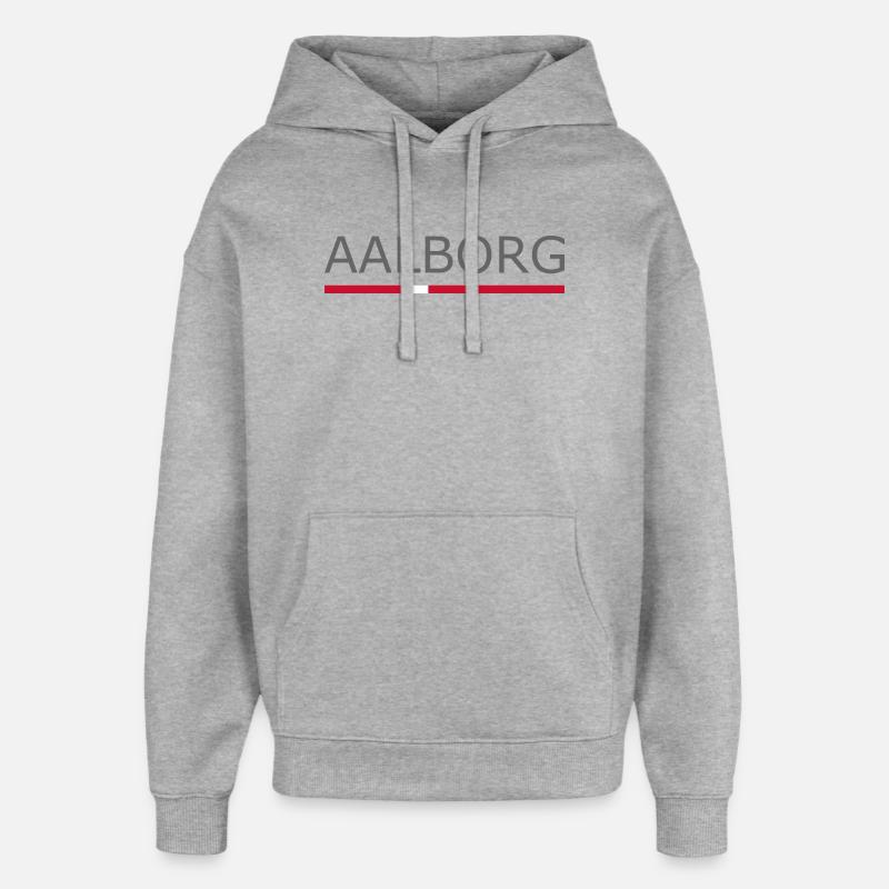 Aalborg - Drapeau du Danemark - Dänemark - Sweat à capuche unisexe Stanley/Stella Oversized - gris chiné