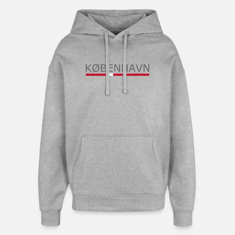 Kobenhavn - Copenhague - Kopenhague - Danemark Drapeau - Sweat à capuche unisexe Stanley/Stella Oversized - gris chiné