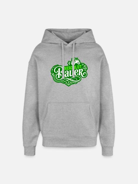 Herzblut Bauer Traktor - Oversized Unisex Hoodie von Stanley/Stella - Grau meliert