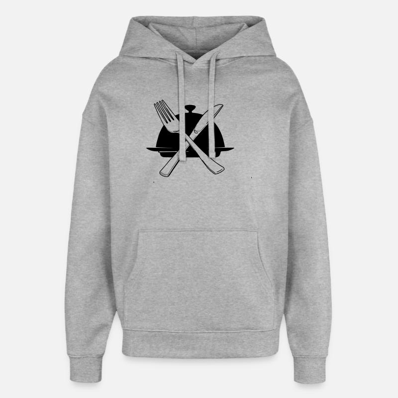 Bowl with knife and fork - Oversized Unisex Hoodie by Stanley/Stella - heather grey