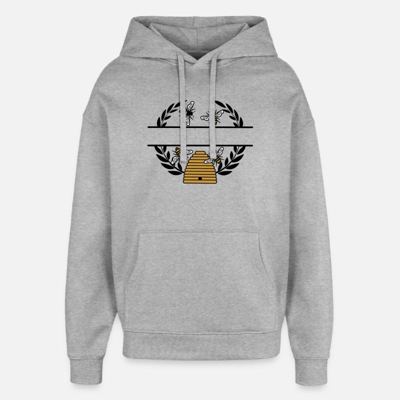 Bannière d’abeille avec ruche - Sweat à capuche unisexe Stanley/Stella Oversized - gris chiné