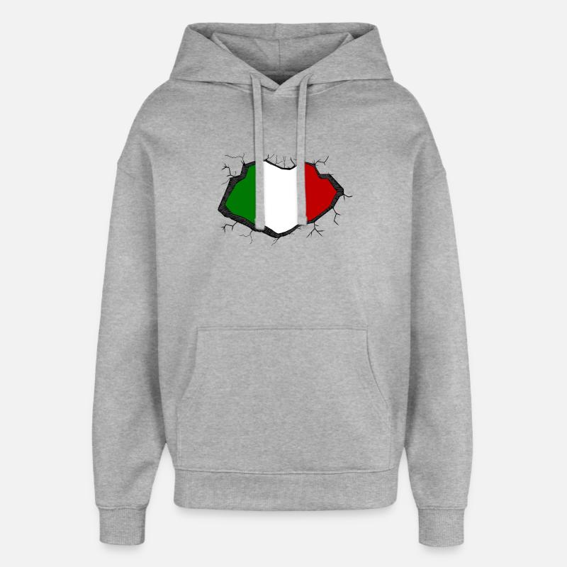 Drapeau italien - Sweat à capuche unisexe Stanley/Stella Oversized - gris chiné