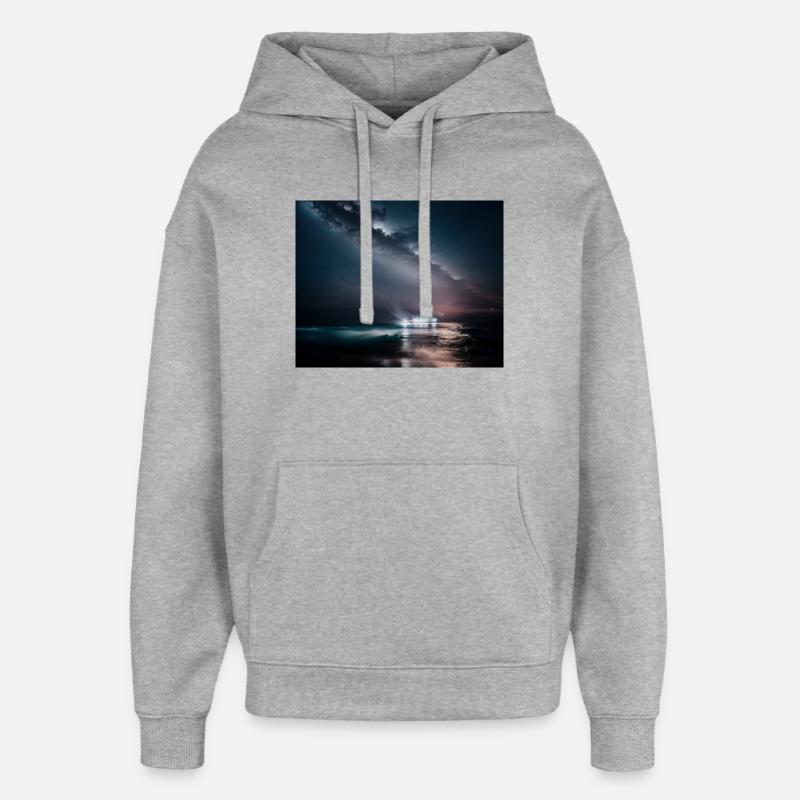 Expédier la nuit - Sweat à capuche unisexe Stanley/Stella Oversized - gris chiné