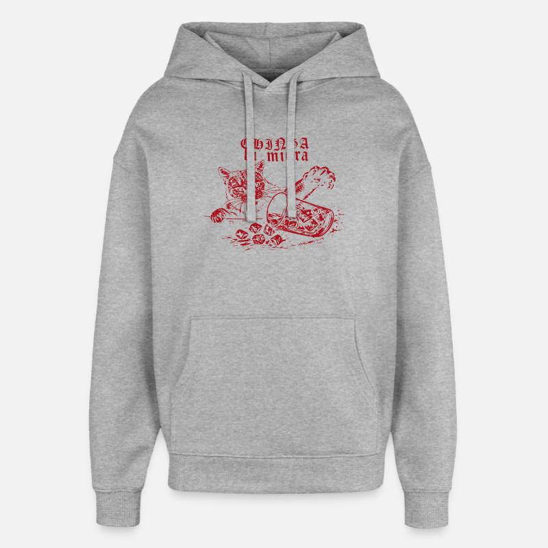 Chinga la migra Cat - Sweat à capuche unisexe Stanley/Stella Oversized - gris chiné