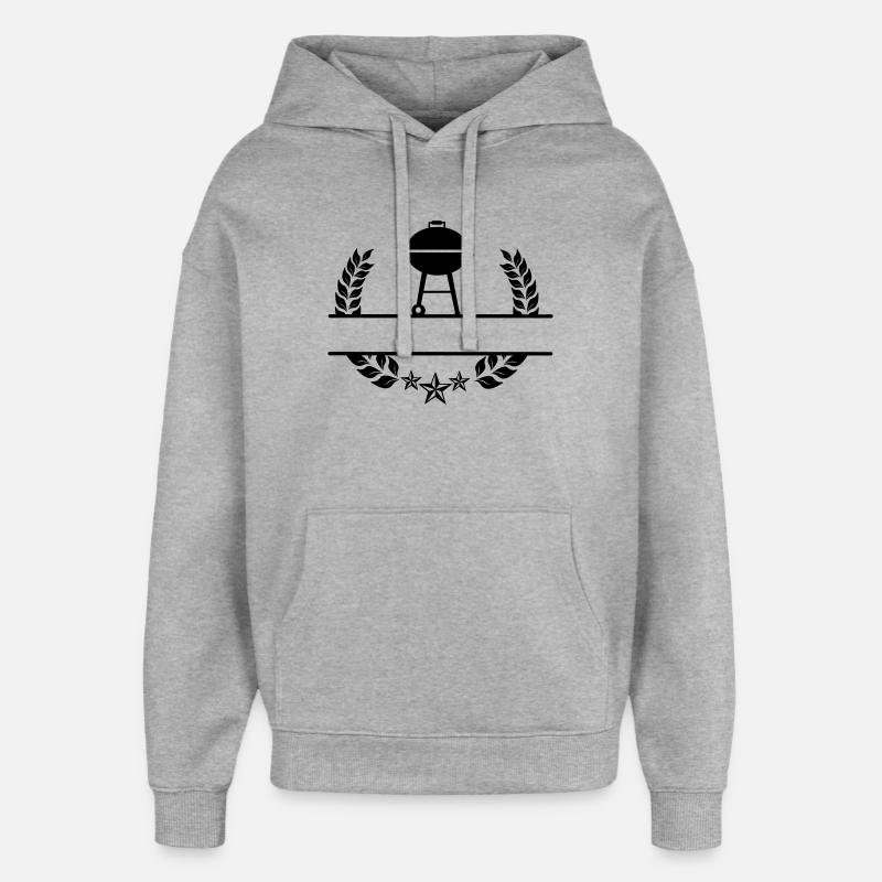 Couronne de laurier monogramme BBQ - Sweat à capuche unisexe Stanley/Stella Oversized - gris chiné