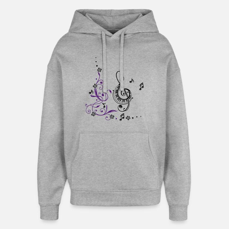 Clef con note musicali - Stanley/Stella Oversized Felpa con cappuccio unisex - grigio melange