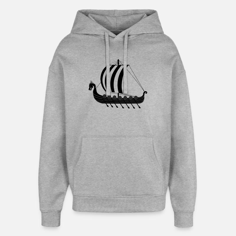 Wikinger-Drachenschiff dragar - Oversized Unisex Hoodie von Stanley/Stella - Grau meliert