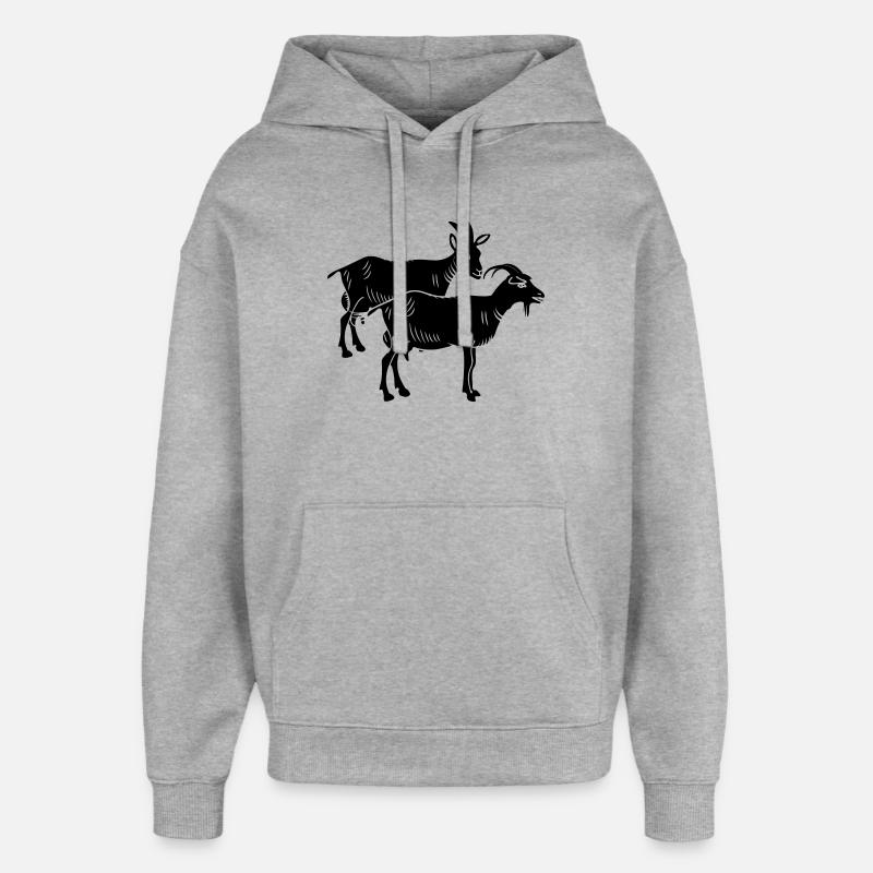 Image de deux ombres de chèvre - Sweat à capuche unisexe Stanley/Stella Oversized - gris chiné