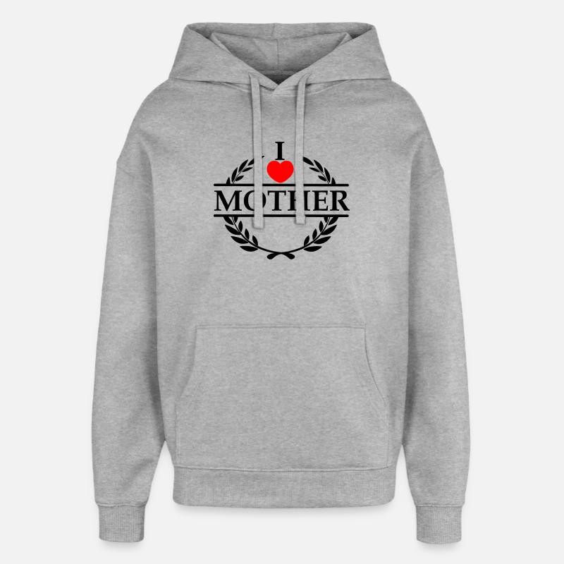 Couronne de laurier J’aime maman - Sweat à capuche unisexe Stanley/Stella Oversized - gris chiné
