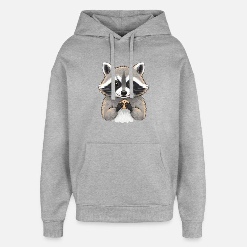 Raton laveur câlin avec biscuit - Sweat à capuche unisexe Stanley/Stella Oversized - gris chiné