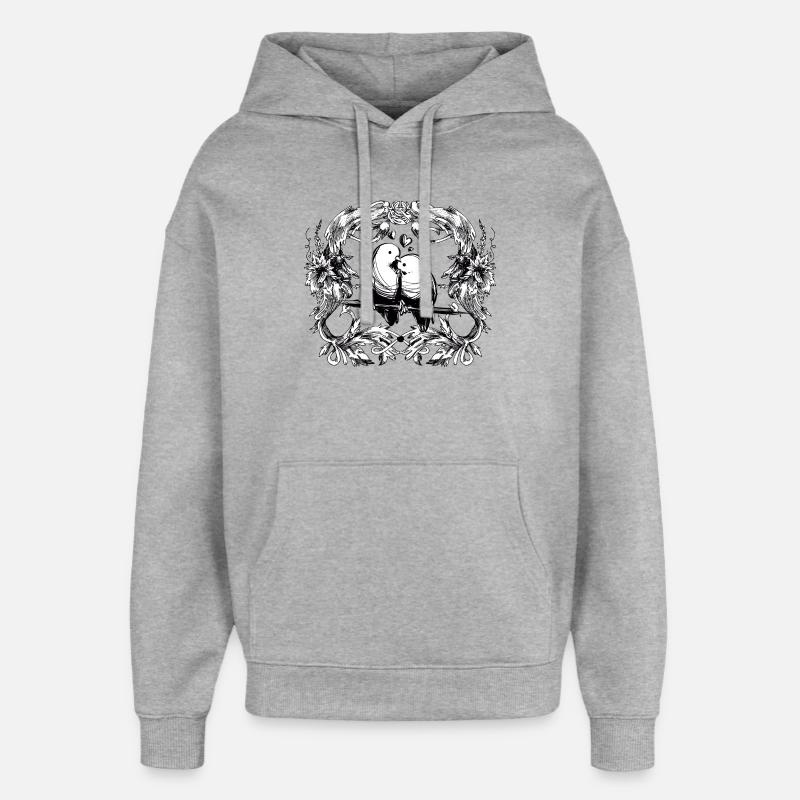 Inséparables / amour / relation / oiseaux / oiseau - Sweat à capuche unisexe Stanley/Stella Oversized - gris chiné