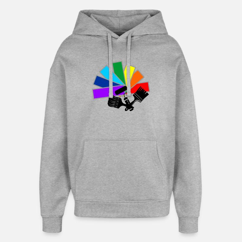 Farbfächerdeck mit Schattenpinseln und Rollenlogo - Oversized Unisex Hoodie von Stanley/Stella - Grau meliert