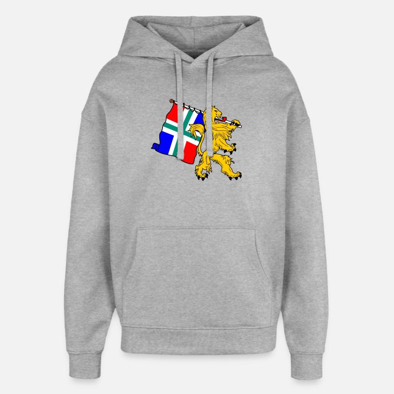 Lion avec drapeau Groningue - Sweat à capuche unisexe Stanley/Stella Oversized - gris chiné