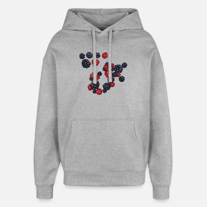 Mûres - Sweat à capuche unisexe Stanley/Stella Oversized - gris chiné