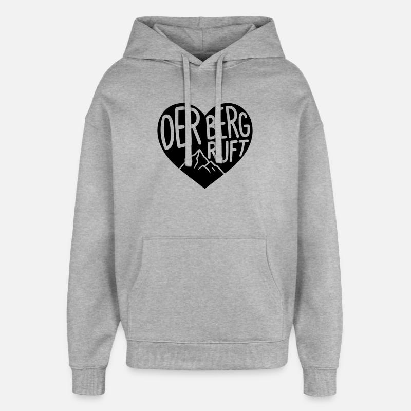 Der Berg ruft Herz  - Oversized Unisex Hoodie von Stanley/Stella - Grau meliert