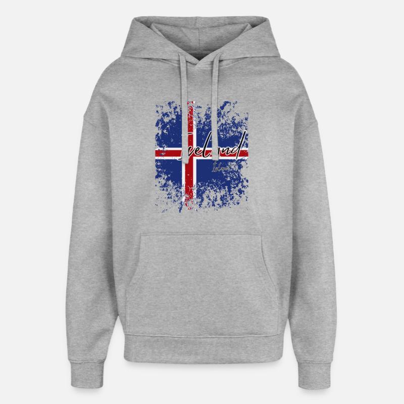 Drapeau de l’Islande, fierté islandaise - Sweat à capuche unisexe Stanley/Stella Oversized - gris chiné
