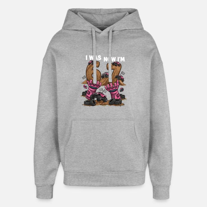 6 Jetzt 7 Monstertrucker Mädchen - Oversized Unisex Hoodie von Stanley/Stella - Grau meliert