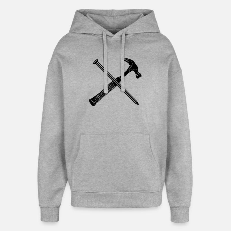 Marteau et clou - Sweat à capuche unisexe Stanley/Stella Oversized - gris chiné