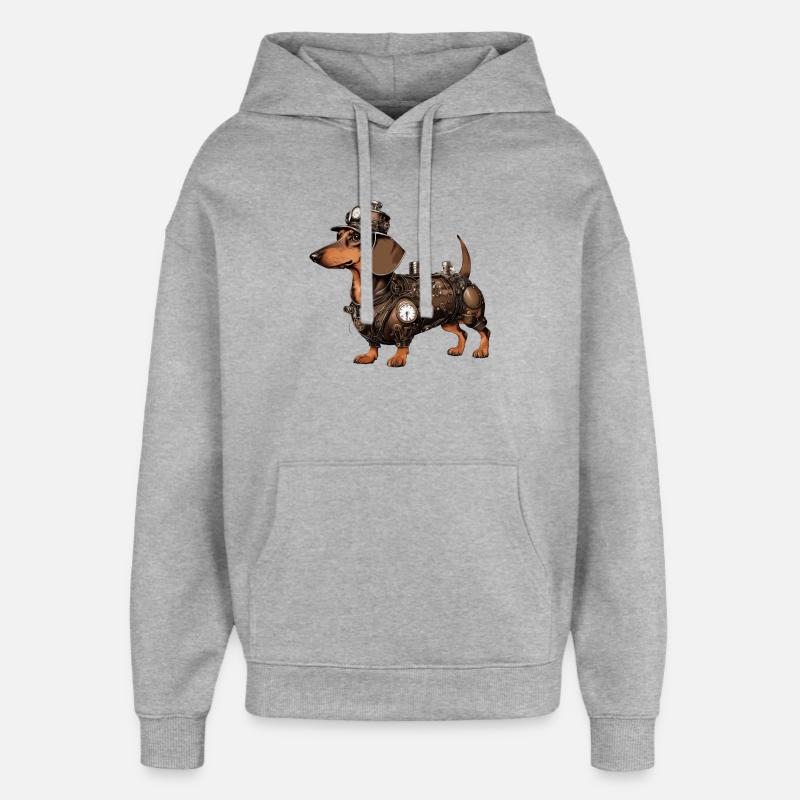 Le teckel Steampunk | Teckel - Sweat à capuche unisexe Stanley/Stella Oversized - gris chiné