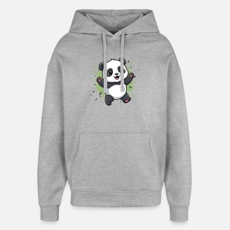 Cuddly Panda Spritz Background - Oversized Unisex Hoodie by Stanley/Stella - heather grey