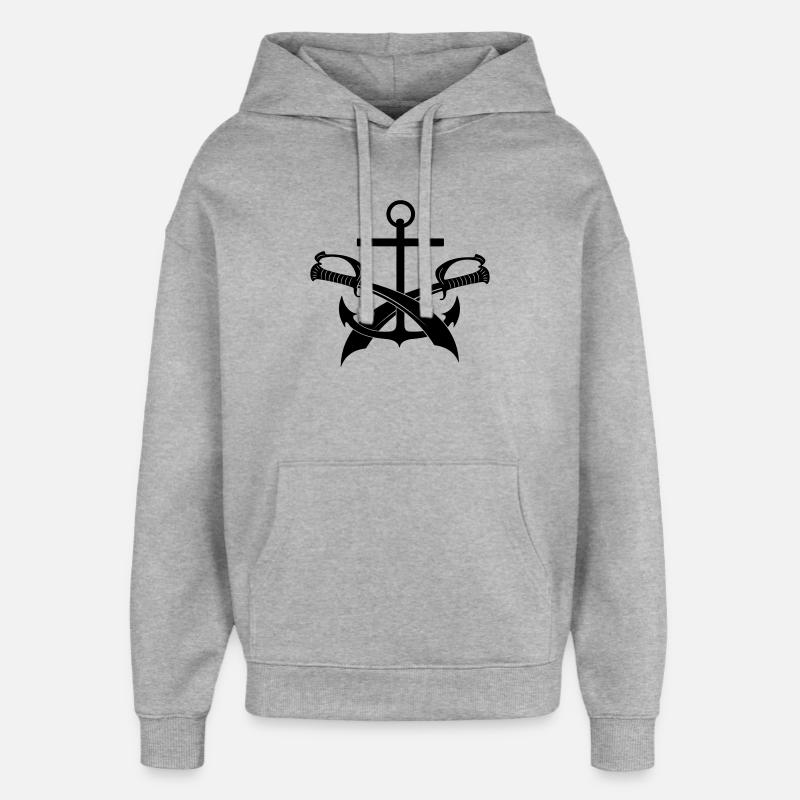 Ancre et deux épées - Sweat à capuche unisexe Stanley/Stella Oversized - gris chiné