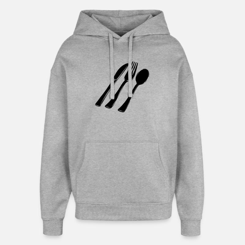 Cutlery fork spoon and knife - Oversized Unisex Hoodie by Stanley/Stella - heather grey