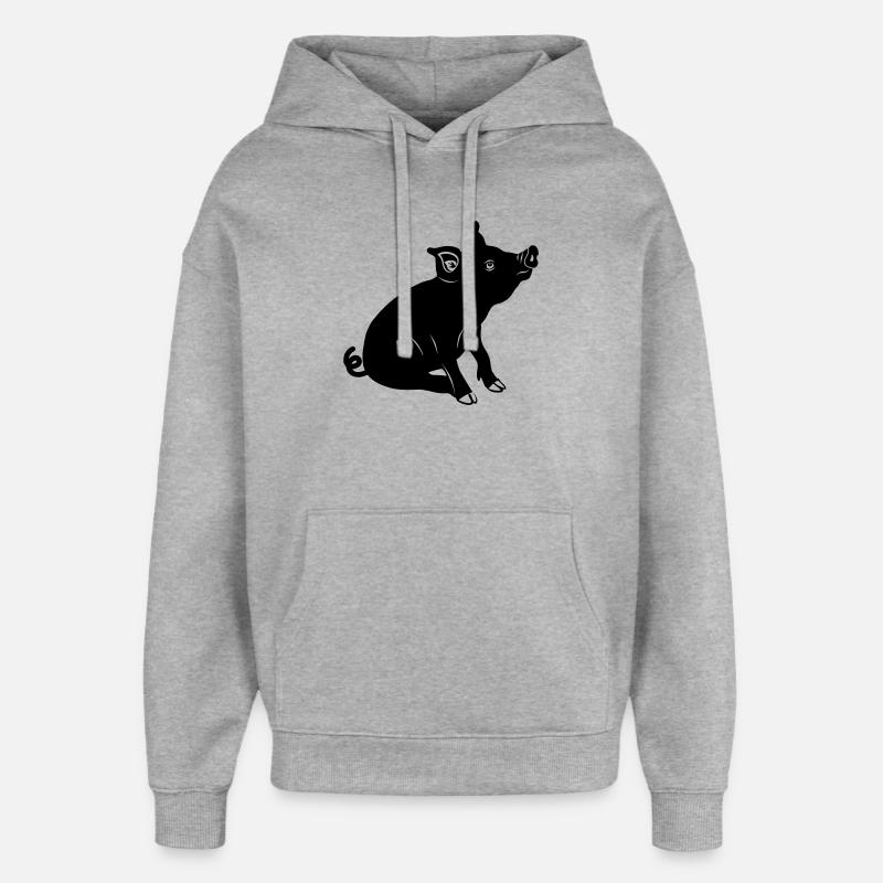 Logo de Pig sitting Image d’ombre - Sweat à capuche unisexe Stanley/Stella Oversized - gris chiné