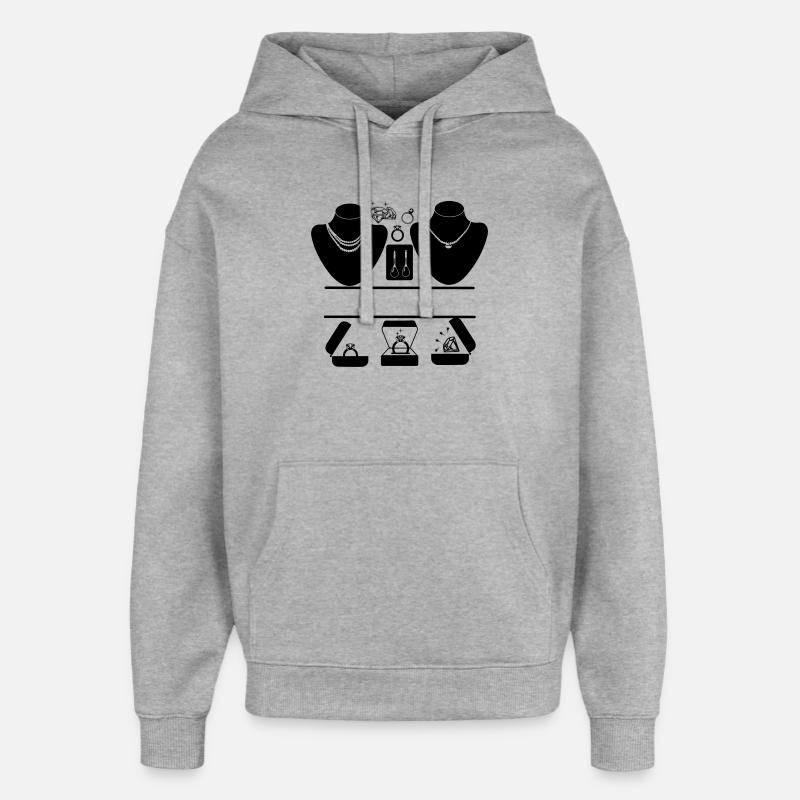 Logo de bijoutier avec bagues, diamants - Sweat à capuche unisexe Stanley/Stella Oversized - gris chiné