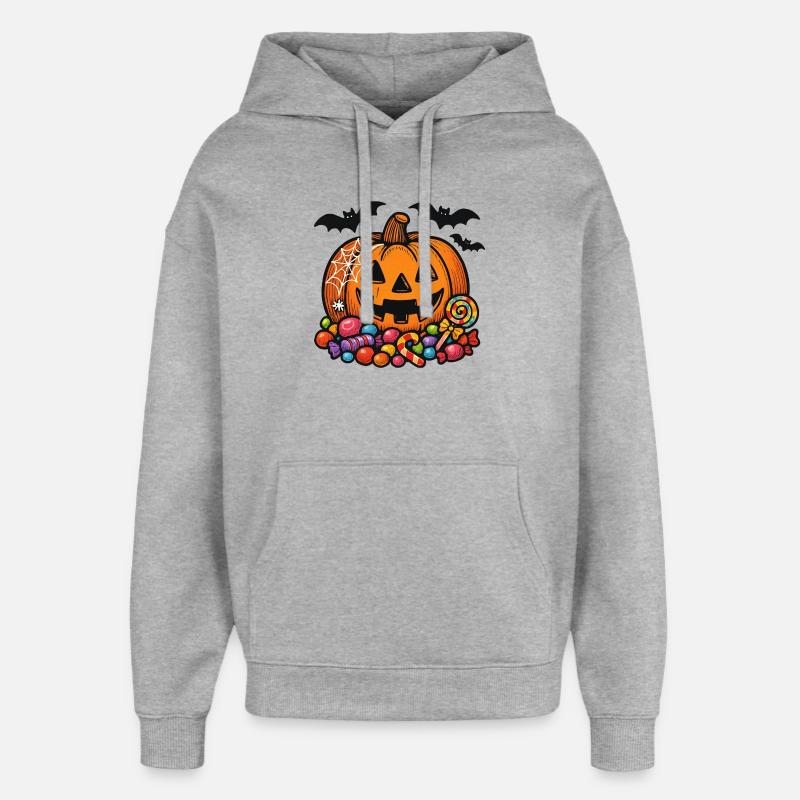 Halloween Candy Pumpkin Chemise pour enfants - Sweat à capuche unisexe Stanley/Stella Oversized - gris chiné