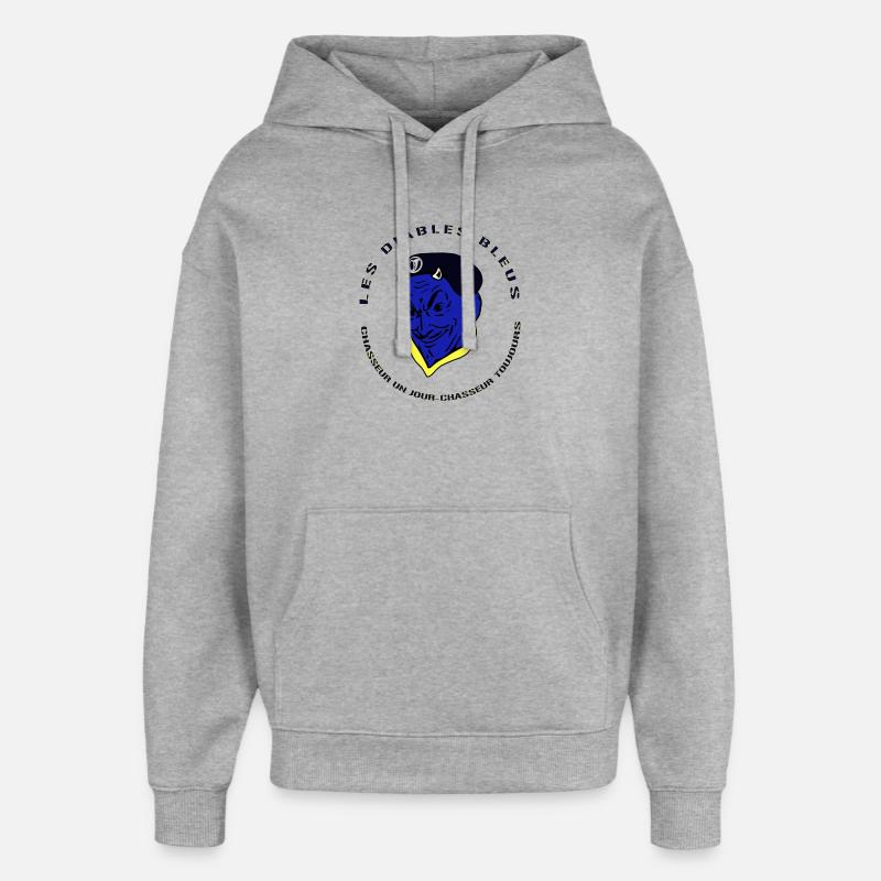 Devises Chasseurs Diables Bleus - Armée Française - Sweat à capuche unisexe Stanley/Stella Oversized - gris chiné